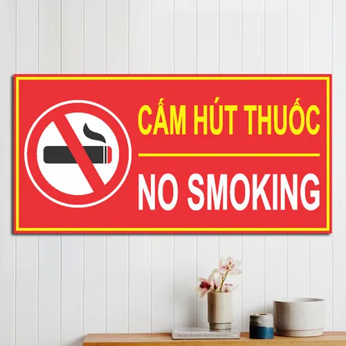 Bảng cấm hút thuốc PCCC Mica ( No Smoking ) 15x30cm