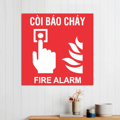 Bảng vị trí còi báo cháy ( FIRE ALARM ) bằng Mica 20x20cm