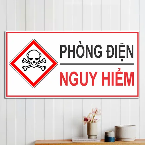 Biển báo phòng điện nguy hiểm bằng Mica 15x30cm