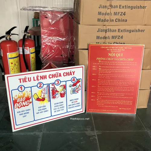 Bộ bảng nội quy tiêu lệnh PCCC giá rẻ 33x46cm bằng tôn