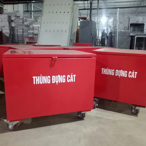 Thùng đựng cát có nắp đậy có bánh xe 1000x1000x1000 Tole 1ly