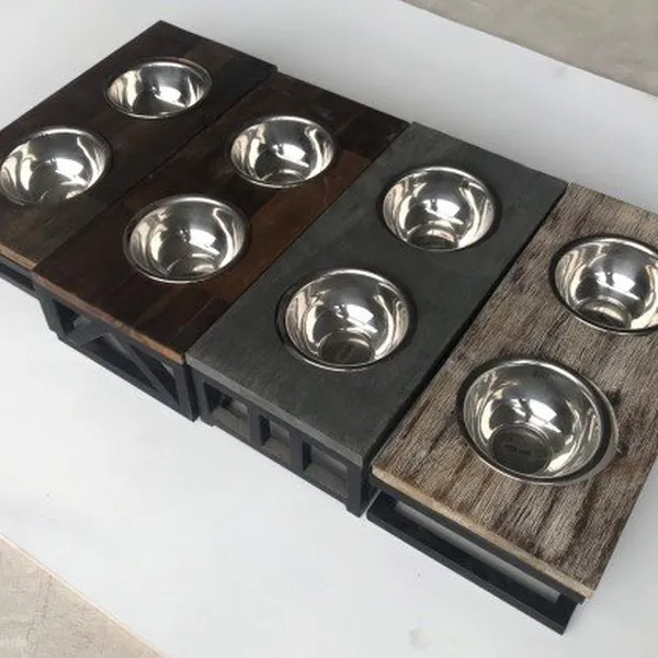 PET FEEDER WITH WOODEN STAND AND STAINLESS STEEL BOWL 04