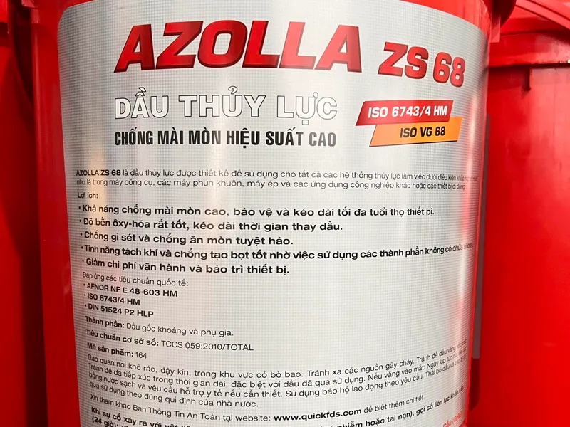Dầu thủy lực TOTAL AZOLLA ZS 46 68