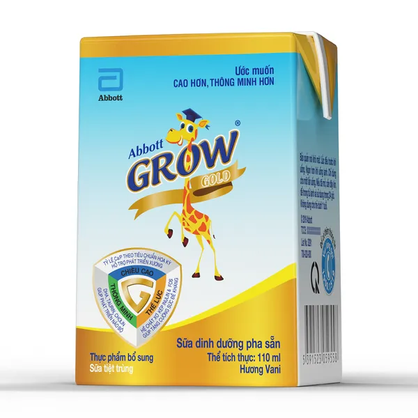 Thùng sữa pha sẵn Abbott Grow Gold hương vani 110 ml