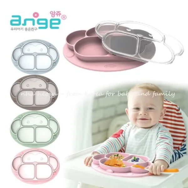 Khay ăn dặm silicone kèm nắp