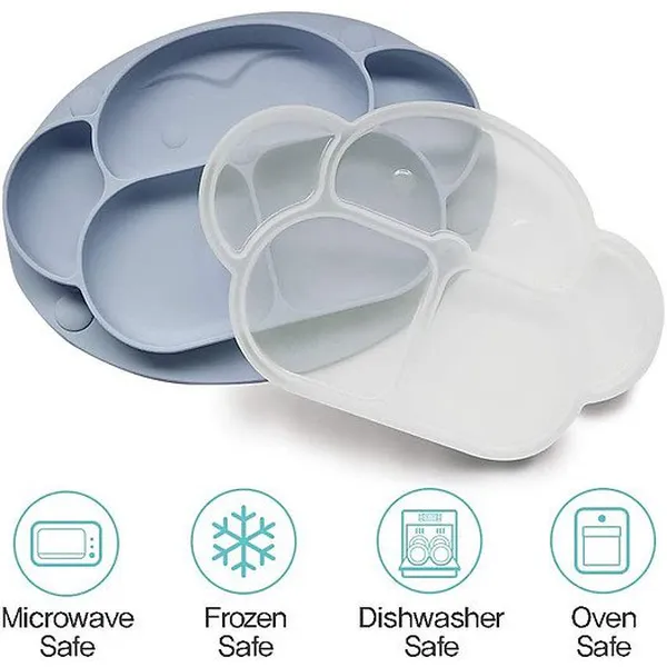 Khay ăn dặm silicone kèm nắp