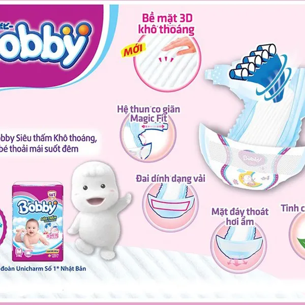 Bỉm - Tã dán Bobby size XS 70 miếng (cho bé <5kg)