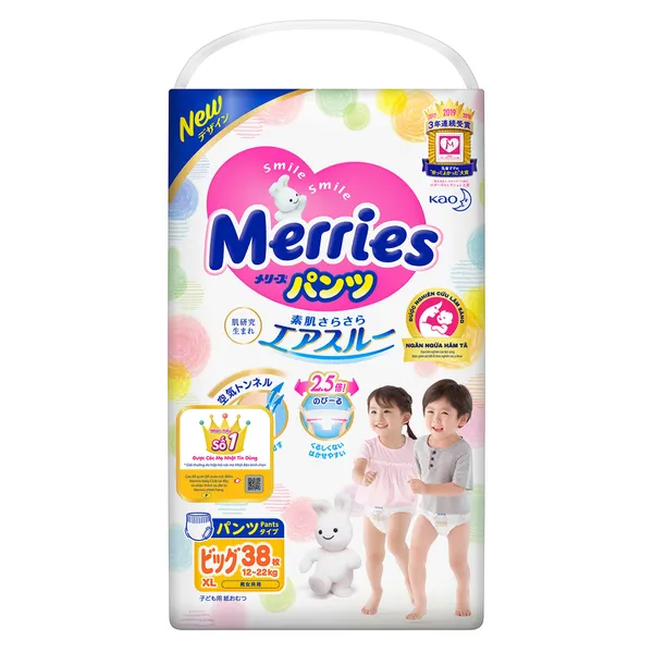 Bỉm - Tã quần Merries tiêu chuẩn size XL 38 miếng