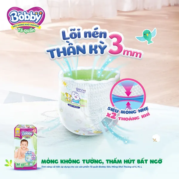 Bỉm - Tã quần Bobby size M 76 miếng (cho bé 6 - 11kg)