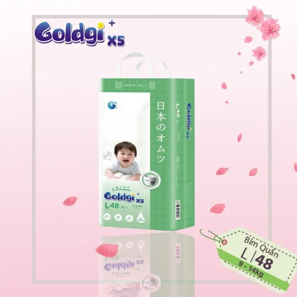 Bỉm - Tã quần Goldgi X5 size L 48 miếng (9 - 14kg)
