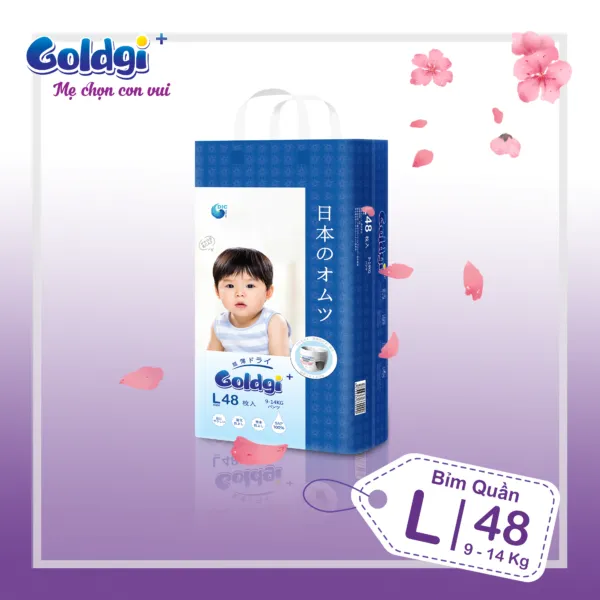 Bỉm - Tã quần Goldgi+ size L 48 miếng (9 - 14kg)