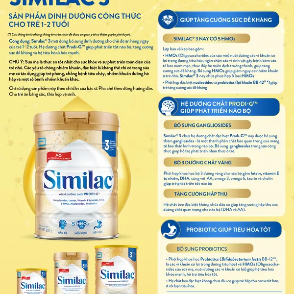 Sữa Similac 5HMOs số 3 - 900g (1 - 2 tuổi)