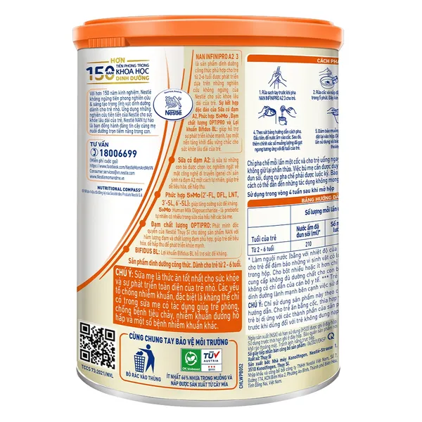 Sữa Nan InfiniPro A2 số 3 800g cho bé 2-6 tuổi
