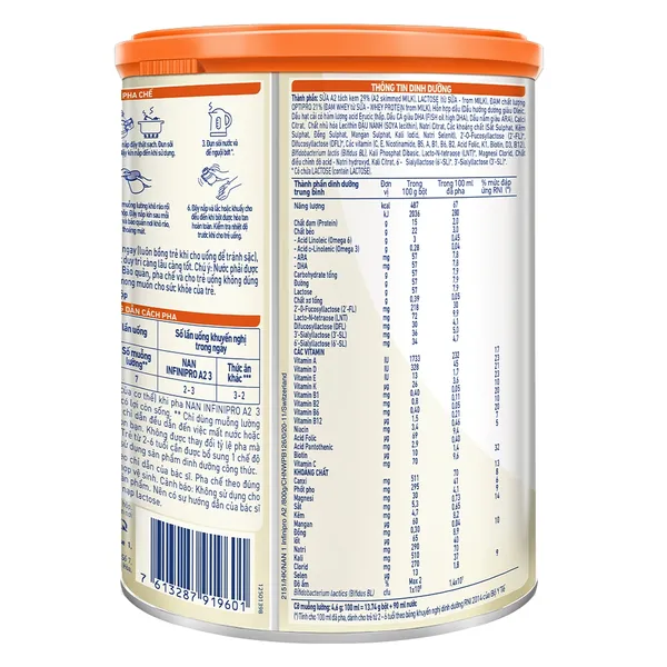 Sữa Nan InfiniPro A2 số 3 800g cho bé 2-6 tuổi