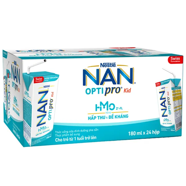 Thùng sữa Nan Optipro Kid HMO 180ml cho bé từ 1 tuổi trở lên