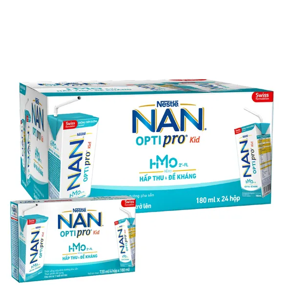 Thùng sữa Nan Optipro Kid HMO 180ml cho bé từ 1 tuổi trở lên