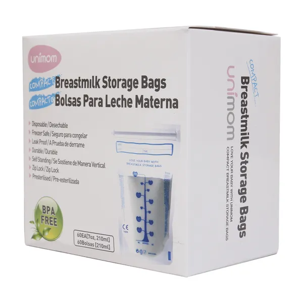 Túi đựng sữa mẹ Unimom Compact không có BPA 210ml (60túi/Hộp) - UM870268