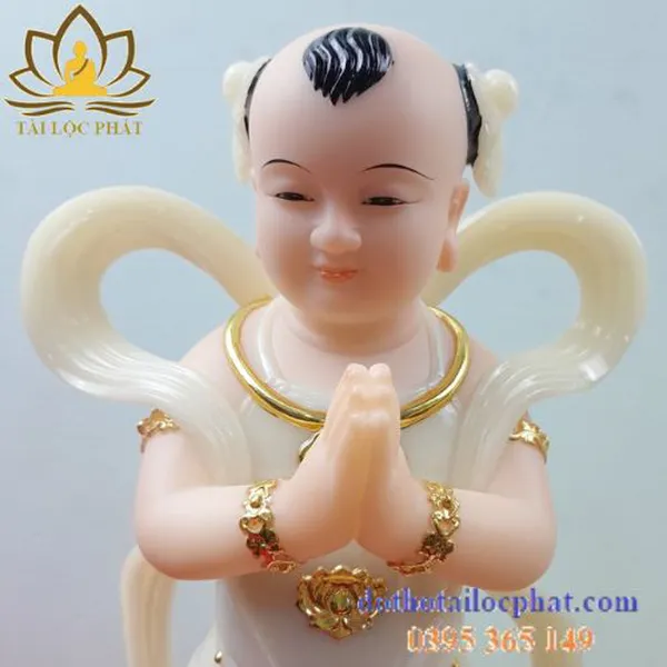 Tượng Thiện Tài Đồng Tử - Tiên Đồng Ngọc Nữ bằng đá ngọc đẹp