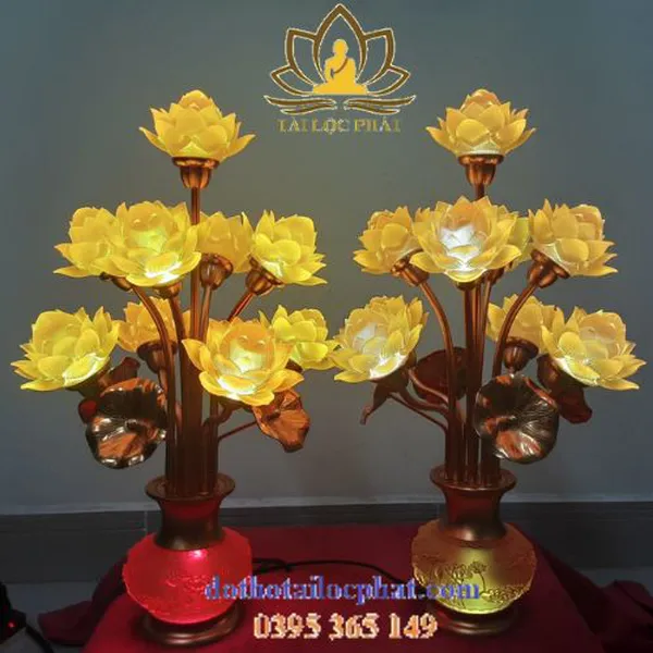 Đèn thờ hoa sen lưu ly đẹp