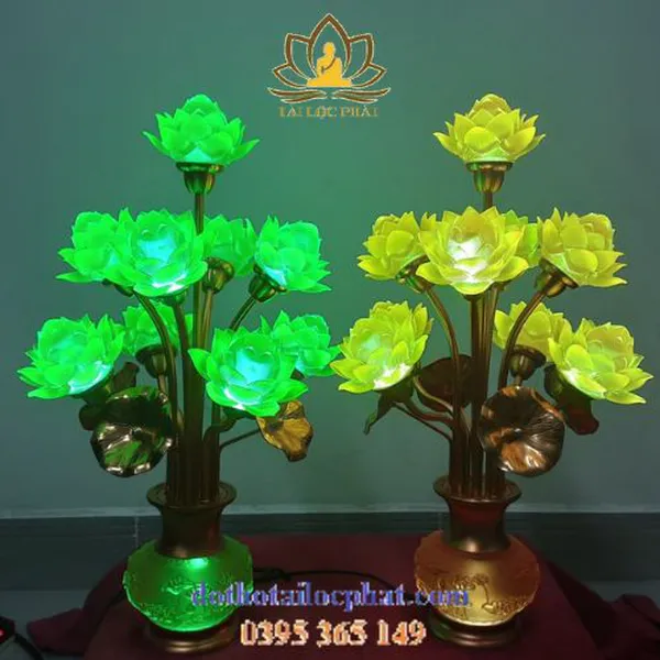 Đèn thờ hoa sen lưu ly đẹp