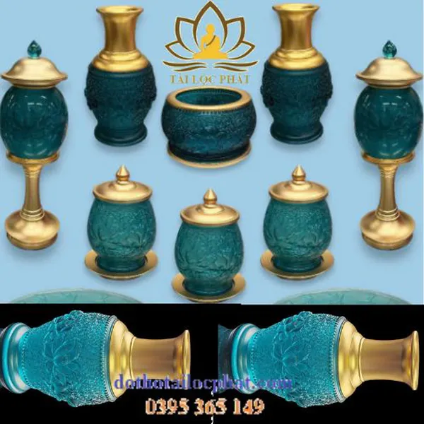 Bộ đồ thờ cúng lưu ly cao cấp