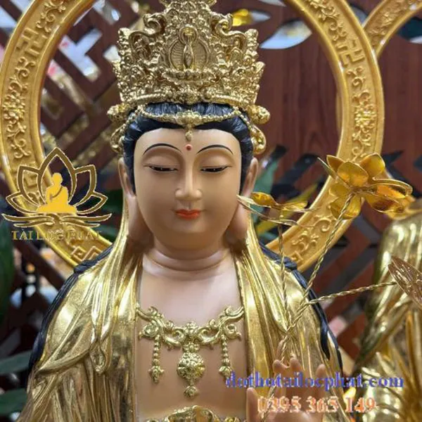 Tây phương tam thánh dát vàng cao 70cm