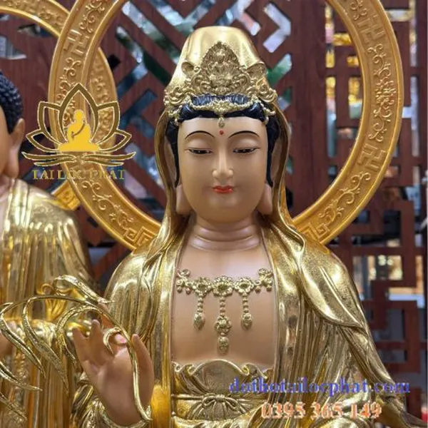 Tây phương tam thánh dát vàng cao 70cm