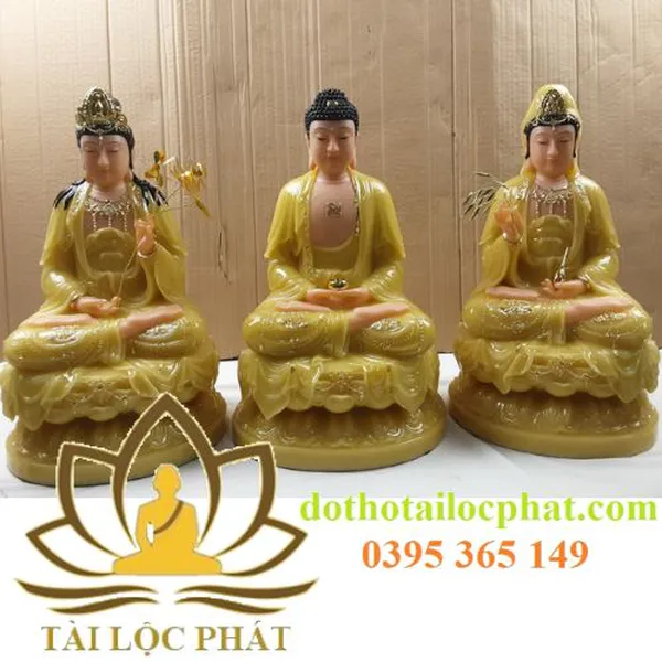 Tượng tây phương tam thánh bằng đá thạch anh đẹp