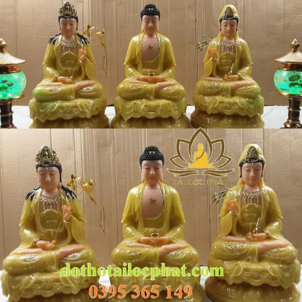 Tượng tây phương tam thánh bằng đá thạch anh đẹp