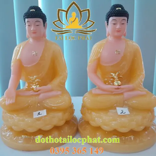Tượng phật dược sư 7 thế tay bằng đá thạch anh