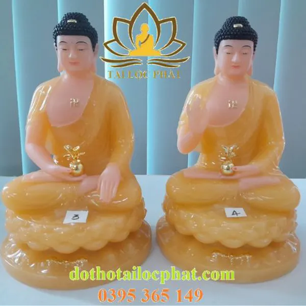 Tượng phật dược sư 7 thế tay bằng đá thạch anh