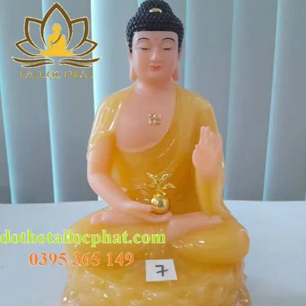 Tượng phật dược sư 7 thế tay bằng đá thạch anh