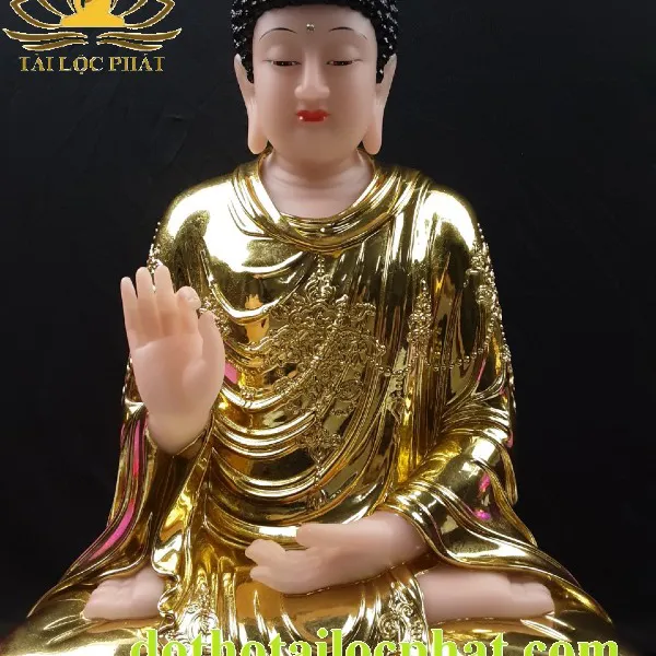 Tương phật thích ca bằng đá ngọc dát vàng đẹp