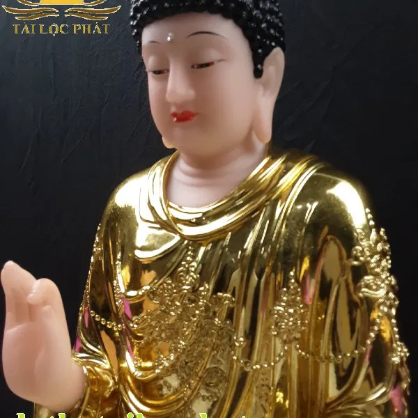 Tương phật thích ca bằng đá ngọc dát vàng đẹp