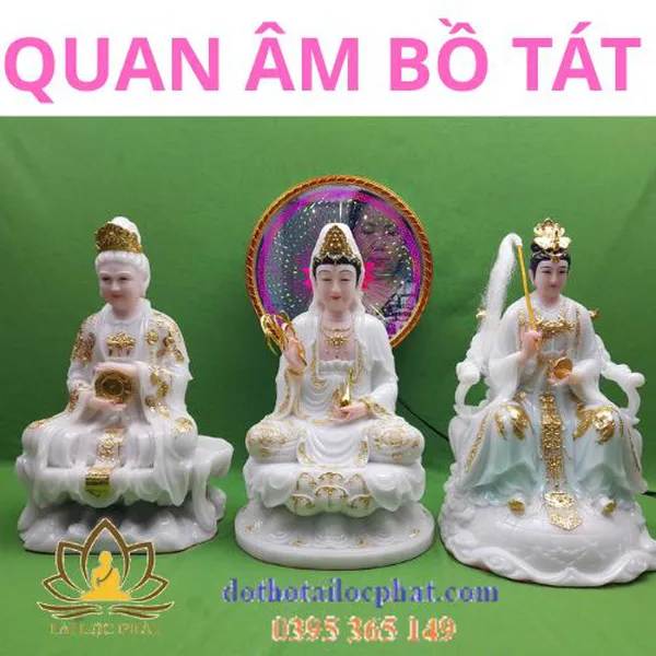 Mẫu tượng quan âm bồ tát bằng đá ngọc trắng đẹp