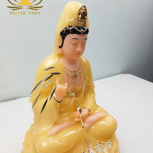 Tượng phật quan âm bằng đá thạch anh đẹp