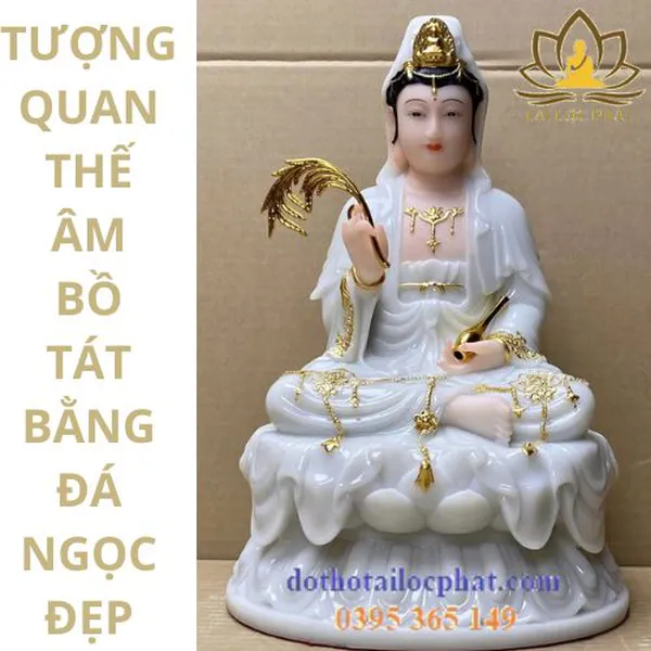 Tượng mẹ quan âm màu trắng đẹp