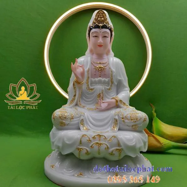 Tượng mẹ quan âm màu trắng đẹp