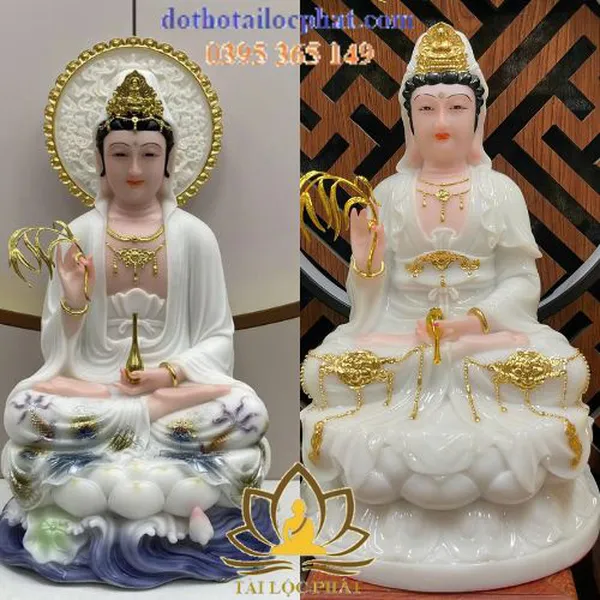 Tượng Quan Thế Âm màu trắng đẹp