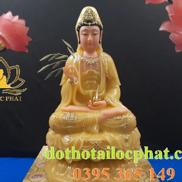 Tượng phật bà quan âm bằng đá thạch anh 2401