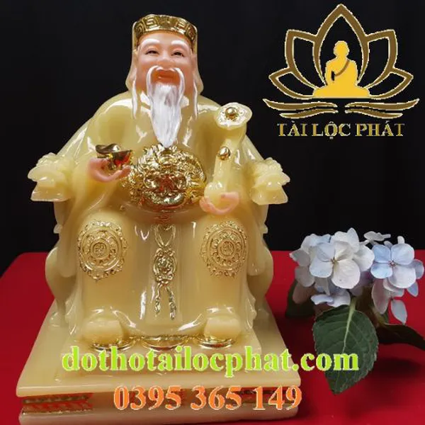Tượng Ông Địa Thần Tài bằng bột đá thạch anh TD-033