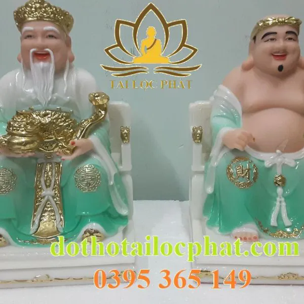 Tượng ông địa thần tài xanh ngọc đẹp hoan hỉ ODTT-007