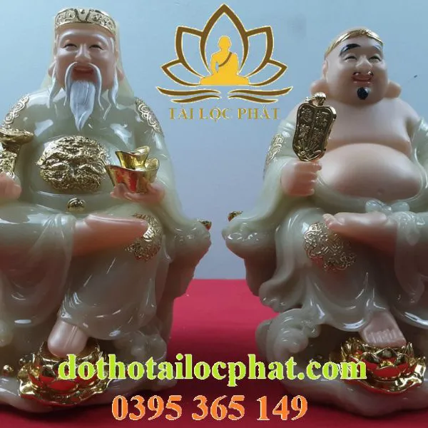 Tượng Thần Tài Thổ Địa bằng đá ngọc cao cấp