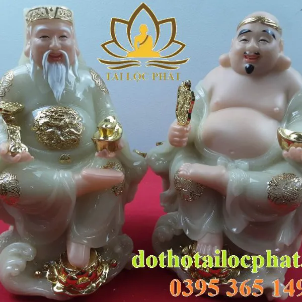 Tượng Thần Tài Thổ Địa bằng đá ngọc cao cấp