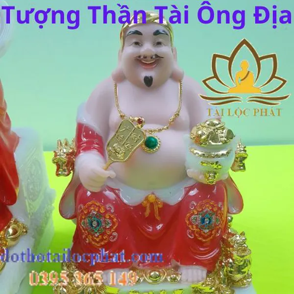 Tượng thần tài ông địa đá ngọc đỏ cao 10in