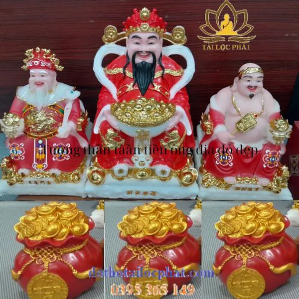 Tượng thần tài thần tiền ông địa đỏ đẹp