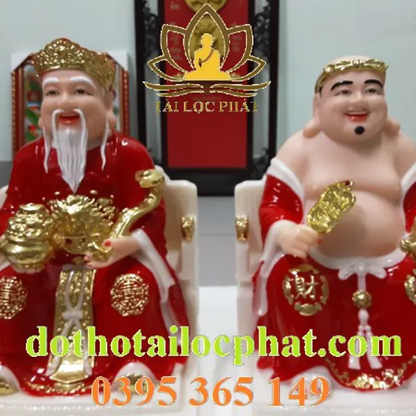 Tượng thần tài ông địa bằng đá ngọc đỏ vượng khí