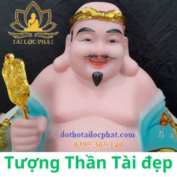 Tượng Thần Tài Thổ Địa màu xanh cao 12in