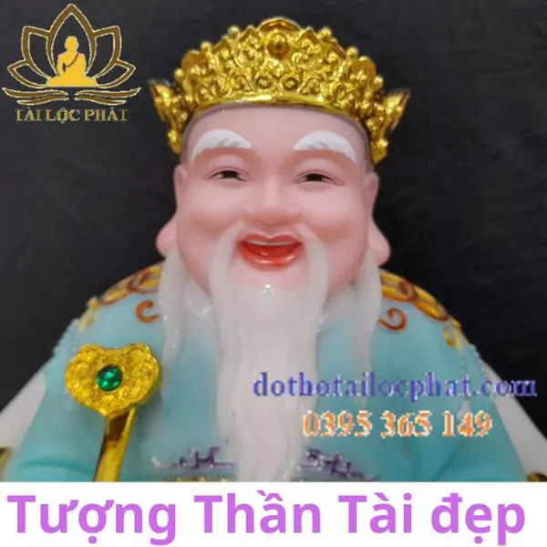 Tượng Thần Tài Thổ Địa màu xanh cao 12in