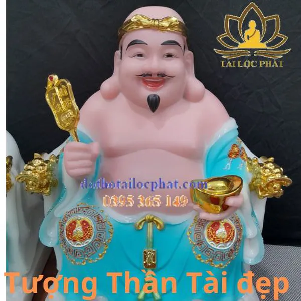 Tượng Thần Tài Thổ Địa màu xanh cao 12in